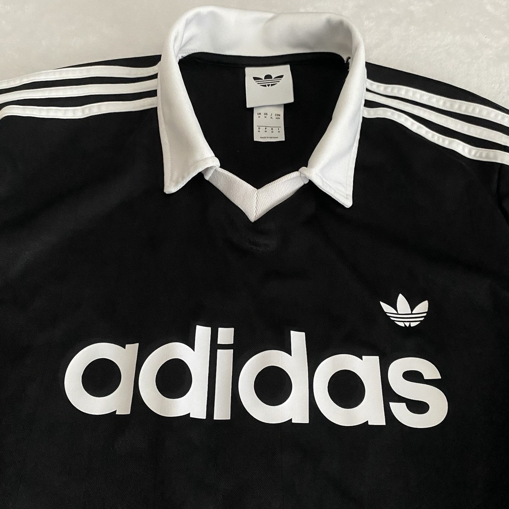 ADIDAS Archive Collar Engineered Jersey Men's Medium Black & White Regular Fit - Picture 4 of 8
